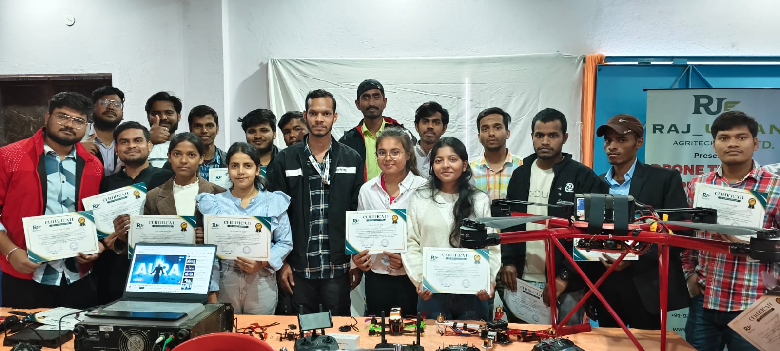 Students participating in drone workshop